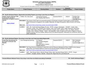 Schedule of Proposed Action (SOPA) 07/01/2014 to 09/30/2014 Fremont-Winema National Forest