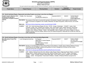 Schedule of Proposed Action (SOPA) 04/01/2015 to 06/30/2015 Malheur National Forest