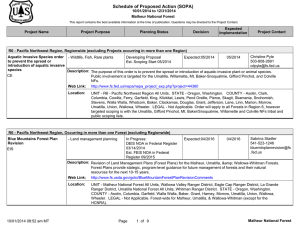 Schedule of Proposed Action (SOPA) 10/01/2014 to 12/31/2014 Malheur National Forest