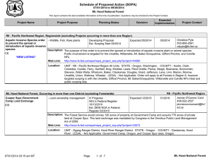 Schedule of Proposed Action (SOPA) 07/01/2014 to 09/30/2014 Mt. Hood National Forest