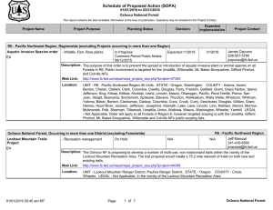 Schedule of Proposed Action (SOPA) 01/01/2016 to 03/31/2016 Ochoco National Forest