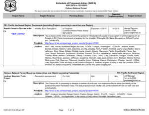 Schedule of Proposed Action (SOPA) 10/01/2015 to 12/31/2015 Ochoco National Forest