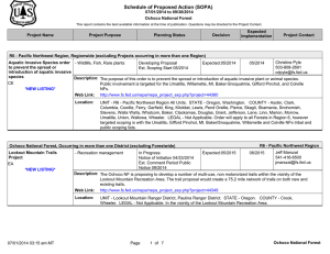 Schedule of Proposed Action (SOPA) 07/01/2014 to 09/30/2014 Ochoco National Forest