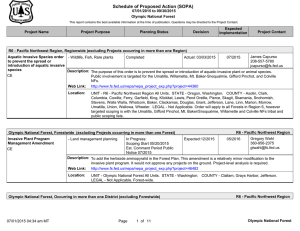 Schedule of Proposed Action (SOPA) 07/01/2015 to 09/30/2015 Olympic National Forest