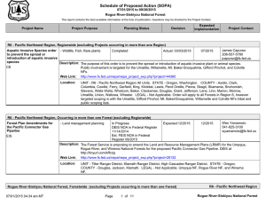 Schedule of Proposed Action (SOPA) 07/01/2015 to 09/30/2015 Rogue River-Siskiyou National Forest