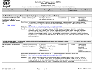 Schedule of Proposed Action (SOPA) 07/01/2014 to 09/30/2014 Siuslaw National Forest