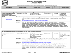 Schedule of Proposed Action (SOPA) 07/01/2014 to 09/30/2014 Umatilla National Forest