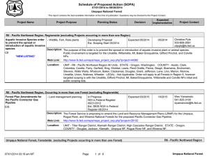 Schedule of Proposed Action (SOPA) 07/01/2014 to 09/30/2014 Umpqua National Forest