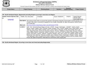 Schedule of Proposed Action (SOPA) 04/01/2016 to 06/30/2016 Wallowa-Whitman National Forest