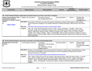 Schedule of Proposed Action (SOPA) 07/01/2014 to 09/30/2014 Wallowa-Whitman National Forest