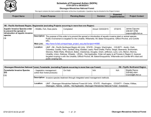 Schedule of Proposed Action (SOPA) 07/01/2015 to 09/30/2015 Okanogan-Wenatchee National Forest