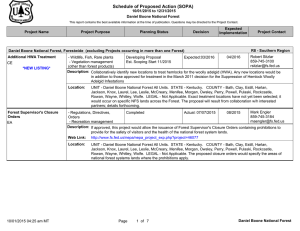 Schedule of Proposed Action (SOPA) 10/01/2015 to 12/31/2015 Daniel Boone National Forest