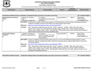 Schedule of Proposed Action (SOPA) 07/01/2015 to 09/30/2015 Daniel Boone National Forest