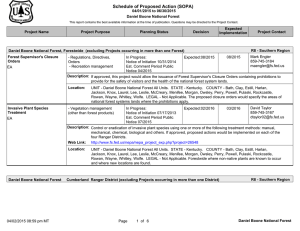 Schedule of Proposed Action (SOPA) 04/01/2015 to 06/30/2015 Daniel Boone National Forest