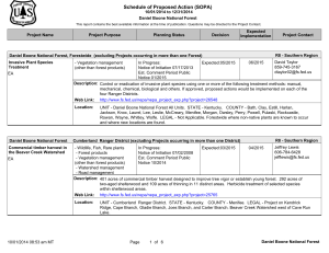 Schedule of Proposed Action (SOPA) 10/01/2014 to 12/31/2014 Daniel Boone National Forest