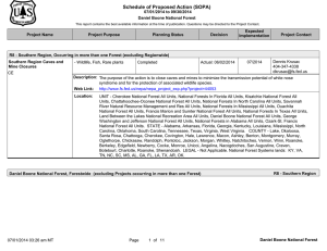 Schedule of Proposed Action (SOPA) 07/01/2014 to 09/30/2014 Daniel Boone National Forest