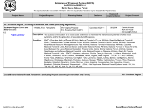 Schedule of Proposed Action (SOPA) 04/01/2014 to 06/30/2014 Daniel Boone National Forest