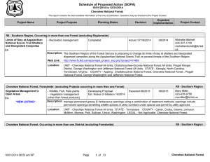 Schedule of Proposed Action (SOPA) 10/01/2014 to 12/31/2014 Cherokee National Forest