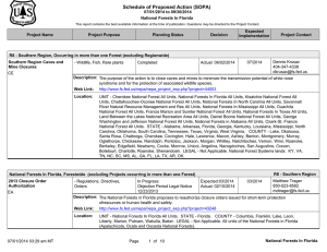 Schedule of Proposed Action (SOPA) 07/01/2014 to 09/30/2014 National Forests In Florida