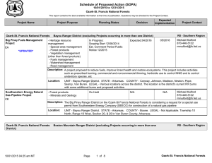 Schedule of Proposed Action (SOPA) 10/01/2015 to 12/31/2015 Ozark-St. Francis National Forests