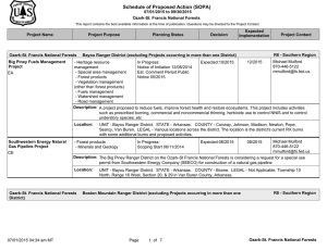 Schedule of Proposed Action (SOPA) 07/01/2015 to 09/30/2015 Ozark-St. Francis National Forests