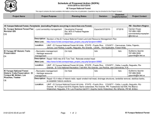 Schedule of Proposed Action (SOPA) 01/01/2016 to 03/31/2016 El Yunque National Forest