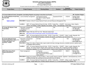 Schedule of Proposed Action (SOPA) 07/01/2014 to 09/30/2014 El Yunque National Forest