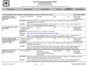 Schedule of Proposed Action (SOPA) 04/01/2014 to 06/30/2014 El Yunque National Forest