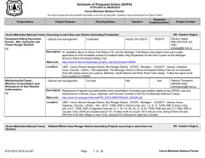 Schedule of Proposed Action (SOPA) 07/01/2015 to 09/30/2015 Huron-Manistee National Forest