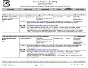 Schedule of Proposed Action (SOPA) 10/01/2014 to 12/31/2014 Mark Twain National Forest