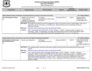 Schedule of Proposed Action (SOPA) 04/01/2015 to 06/30/2015 Ottawa National Forest