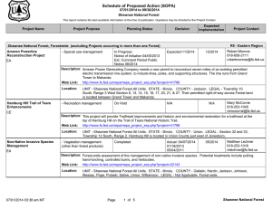 Schedule of Proposed Action (SOPA) 07/01/2014 to 09/30/2014 Shawnee National Forest