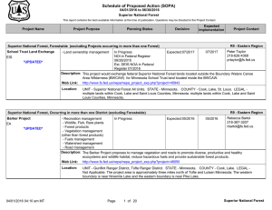 Schedule of Proposed Action (SOPA) 04/01/2016 to 06/30/2016 Superior National Forest