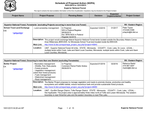 Schedule of Proposed Action (SOPA) 10/01/2015 to 12/31/2015 Superior National Forest