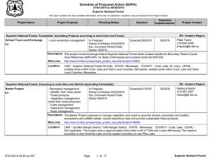 Schedule of Proposed Action (SOPA) 07/01/2015 to 09/30/2015 Superior National Forest