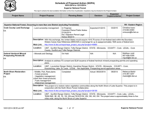 Schedule of Proposed Action (SOPA) 10/01/2014 to 12/31/2014 Superior National Forest