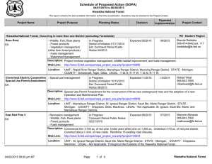 Schedule of Proposed Action (SOPA) 04/01/2015 to 06/30/2015 Hiawatha National Forest