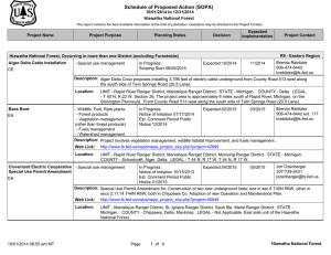 Schedule of Proposed Action (SOPA) 10/01/2014 to 12/31/2014 Hiawatha National Forest