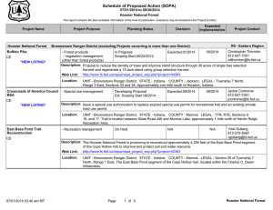 Schedule of Proposed Action (SOPA) 07/01/2014 to 09/30/2014 Hoosier National Forest