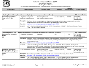 Schedule of Proposed Action (SOPA) 04/01/2015 to 06/30/2015 Allegheny National Forest