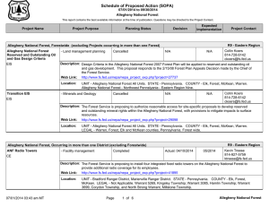 Schedule of Proposed Action (SOPA) 07/01/2014 to 09/30/2014 Allegheny National Forest