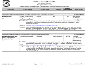 Schedule of Proposed Action (SOPA) 07/01/2014 to 09/30/2014 Monongahela National Forest