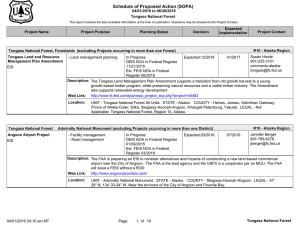 Schedule of Proposed Action (SOPA) 04/01/2016 to 06/30/2016 Tongass National Forest