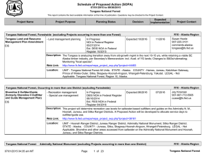 Schedule of Proposed Action (SOPA) 07/01/2015 to 09/30/2015 Tongass National Forest