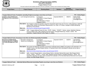 Schedule of Proposed Action (SOPA) 04/01/2015 to 06/30/2015 Tongass National Forest