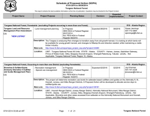 Schedule of Proposed Action (SOPA) 07/01/2014 to 09/30/2014 Tongass National Forest