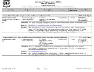 Schedule of Proposed Action (SOPA) 04/01/2014 to 06/30/2014 Tongass National Forest