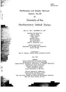 Northeastern United  States .j Seismicity  of  the