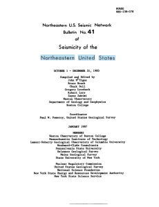 Seismicity  of  the Bulletin No. 41 Network Northeastern  U.S. Seismic