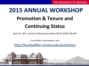 2015 ANNUAL WORKSHOP Promotion &amp; Tenure and Continuing Status